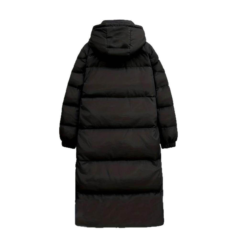 Winter Thick Down Cotton Jacket Versatile European and American Long Style Knee High Hooded Warm Cotton Jacket Jacket