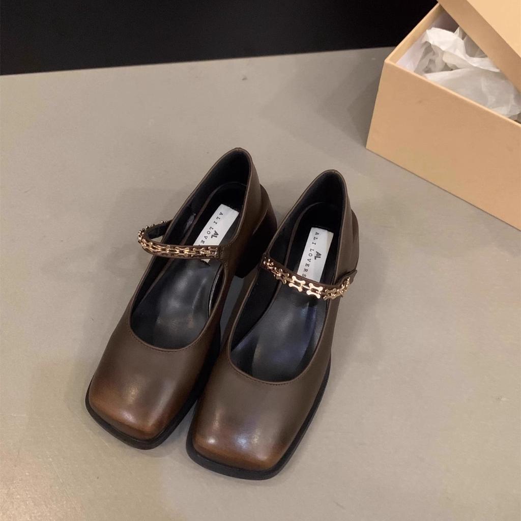 Туфли на толстом каблуке, черные туфли Мэри Джейн, маленькие кожаные туфли, женская обувь, новые весенне-осенние нежные туфли