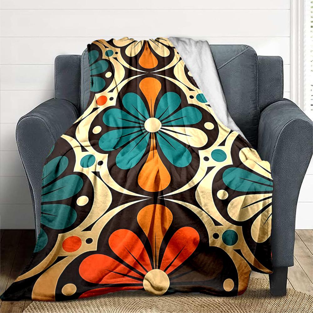 1pc Floral Pattern Blanket, Lightweight Flannel Blanket for Sofa, Bed, Travel, Camping, Living Room, Office,091