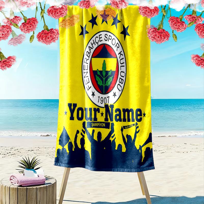 Fenerbahe Sports Club Custom Name Print Beach Towel Large Soft Quick Dry Towel For Beach Camping Swimming