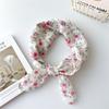 Fashion Floral Print Neckerchief Square Cotton Linen Neck Scarf Decorative Wrap Breathable Sunscreen Head Scarf