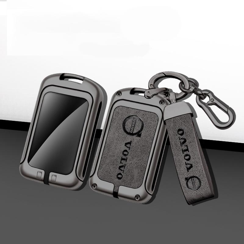 Zine Alloy Leather Car Key Case Cover Protection Shell Holder For Volvo XC60 XC40 XC90 S90 V60 S60 V90 C40 Polestar 1 Polestar 2