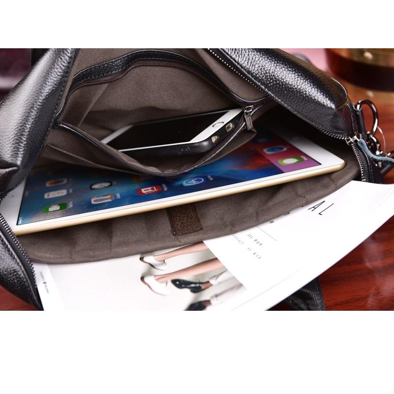 Genuine Leather Briefcase with Multiple Pockets
