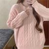 Lazy Wind Pink Twist Knitted Sweater Women's Coat Spring and Autumn New Soft Waxy High-end Top