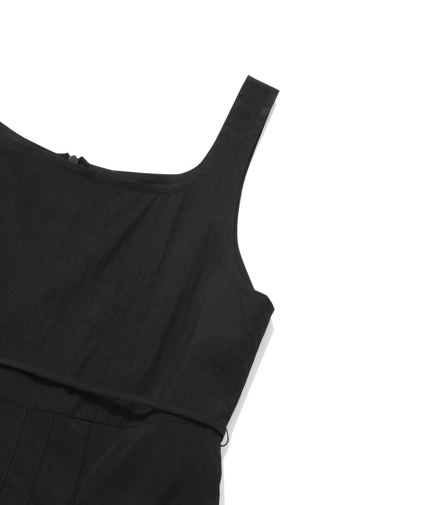 Covernat Woman Pleated Sleeveless Dress Black