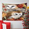 Barn Owls Among Autumn Leaves Pattern Wall Hanging Tapestry Decorative Tapestry Home Decor for Bedroom and Living Room