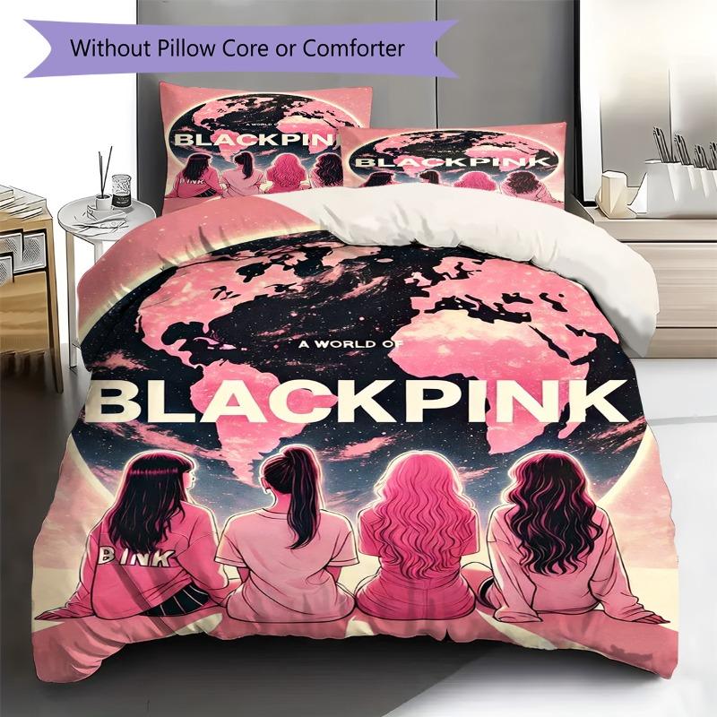 BLACKPINK 3Pcs Bedding Set, Duvet Cover with 2 Pillowcases, No Core