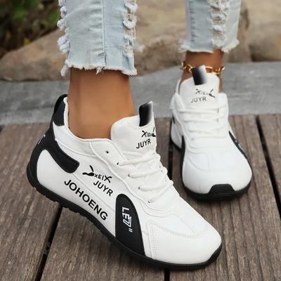 Модная женская обувь 2024 года, модная женская спортивная обувь с круглым носком и низким верхом, большого размера, цветные блоки, на шнуровке, женская вулканизированная обувь