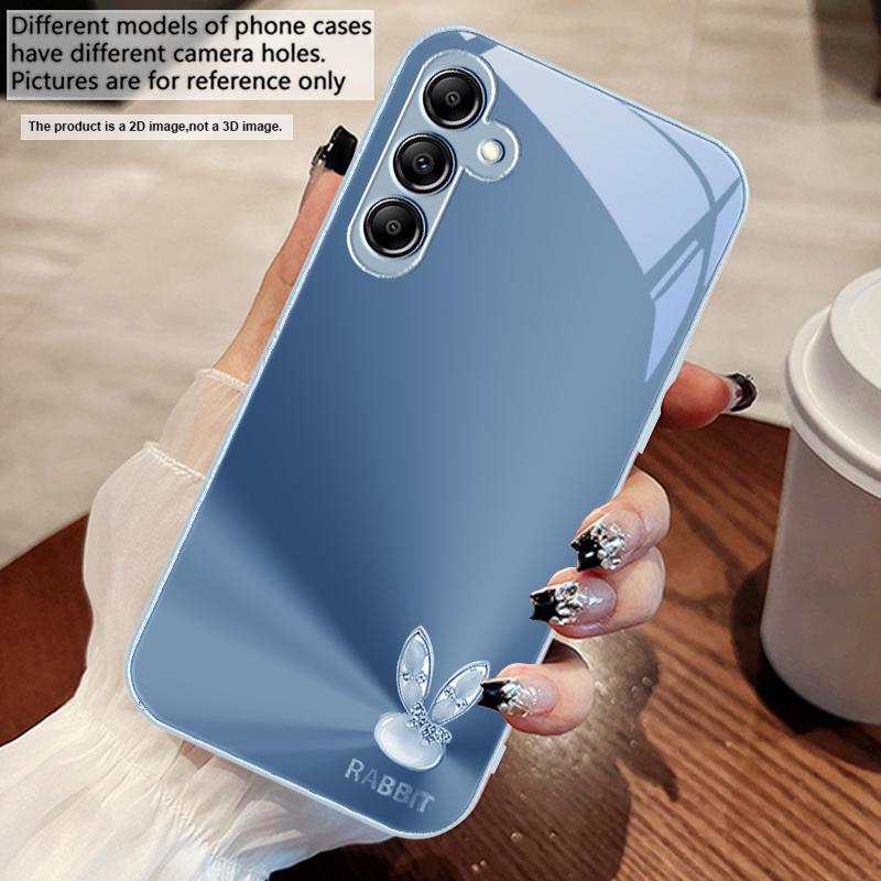 Милый светло-голубой кролик Для Samsung A73 72 71 A70 56 55 54 A53 52 51 50 42 A35 A34 33 32 31 26 25 24 23 22 30 стеклянный чехол для телефона