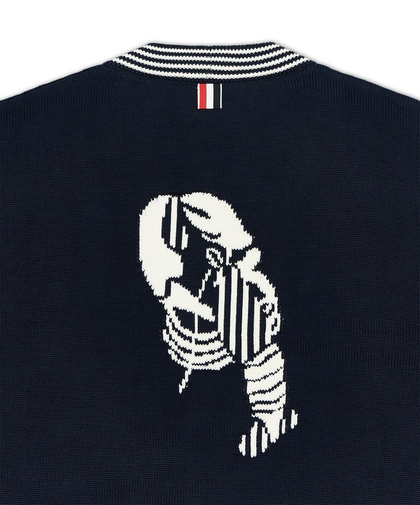 Thom Browne Cotton Rwb Striped Lobster Jersey Stitch V-Neck Cardigan - Navy / Mkc645Ay3043415