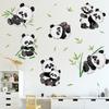 Cartoon Panda Bamboo Wall Stickers for Room Decoration Living Room Bedroom TV Self-adhesive Wallpaper