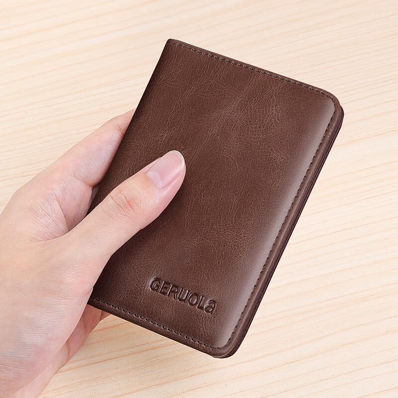 Мужской складной короткий кошелек GERUOLA из винтажной кожи с RFID-защитой