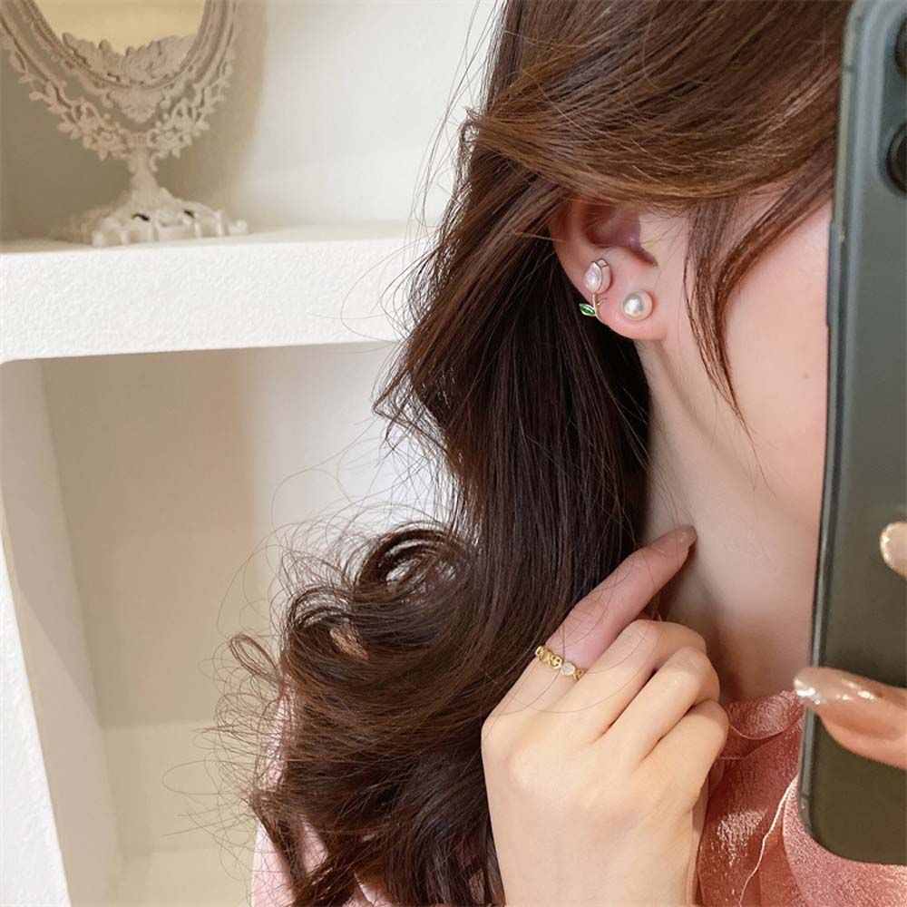 Ювелирные аксессуары, свадебные вечерние серьги-гвоздики с цветком, серьги-тюльпаны, женские жемчужные шпильки, жемчужные крючки для ушей