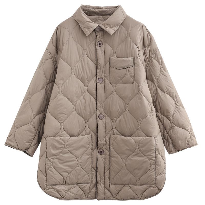 МОДА зимняя новая белая утиная пуховая литературная ретро-пуховик средней длины женская легкая повседневная свободная женская куртка модная