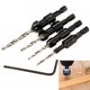 5Pcs Wood Woodworking 5 Flute HSS Countersink Drill Bit Set Carpentry Tool