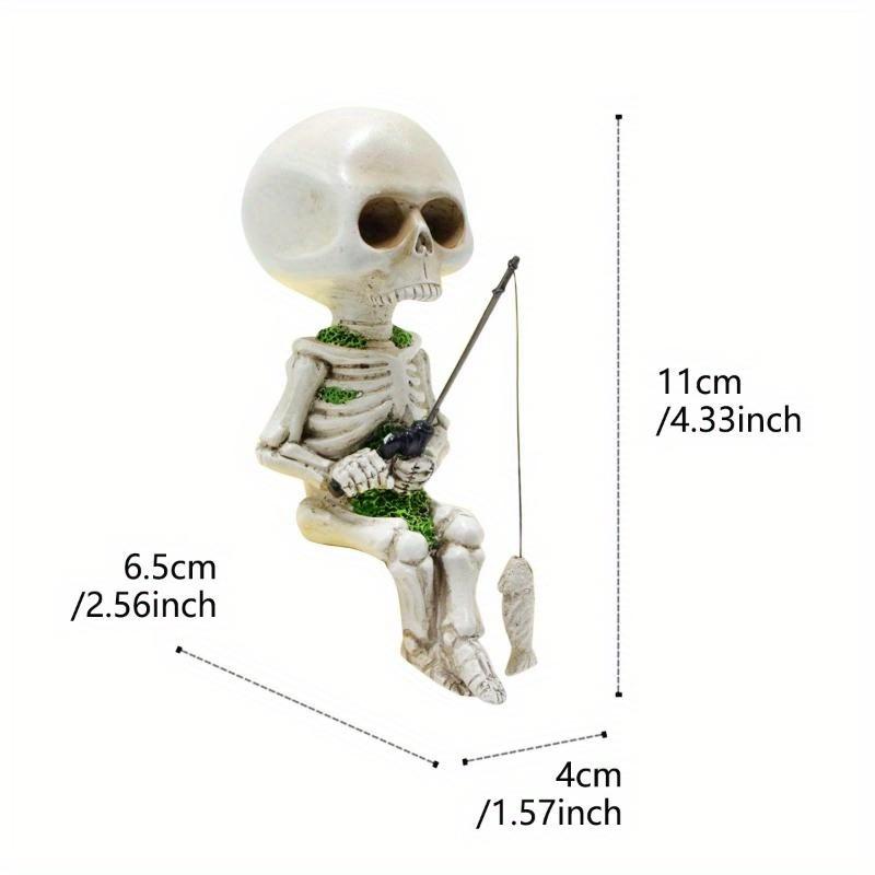 Halloween Fishing Skeleton Sitting Ghost Head Horror Atmosphere Ghost Festival Home Furnishings Indoor and Outdoor
