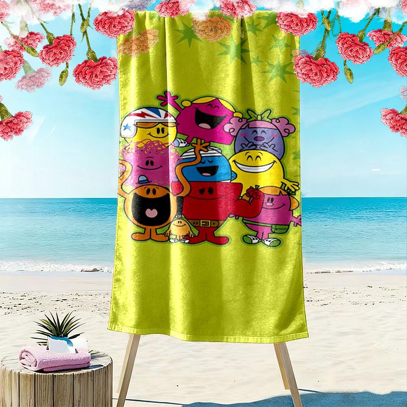 Mr. Men Little Miss Print Beach Towel, Large Soft Quick Dry Towel for Beach Camping Swimming