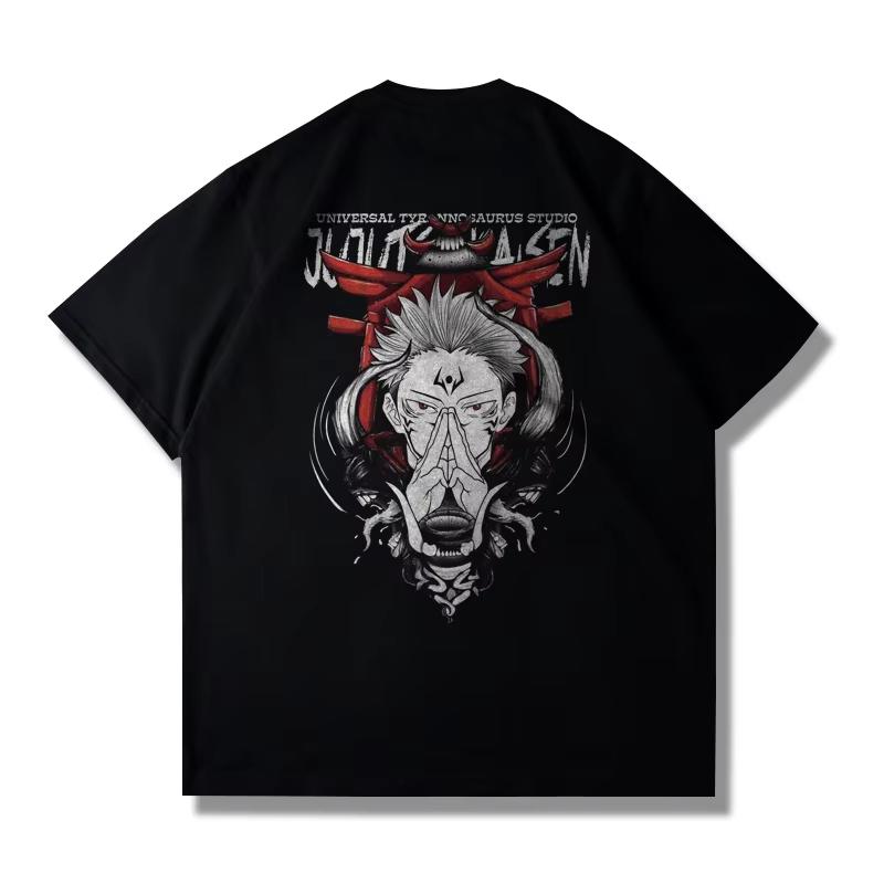 Мужская футболка Jujutsu Kaisen Японское аниме Унисекс Хлопковая с графическим принтом Оверсайз с коротким рукавом Уличная одежда Летняя Повседневная Спортивная