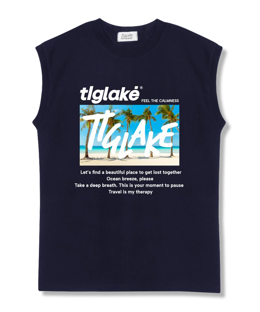 TI.GLAKE Vacation Oversized Sleeveless T-Shirt Navy