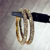 Huitan Hiphop Style Big Circle Hoop Earring for Women Inlaid Crystal Cubic Zirconia Shiny Versatile Female Jewelry Drop ShippingGood product