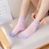 Носки из чистого хлопка, женские пятипалые носки на осень и зиму, хлопковые тонкие полосатые толстые носки до середины икры