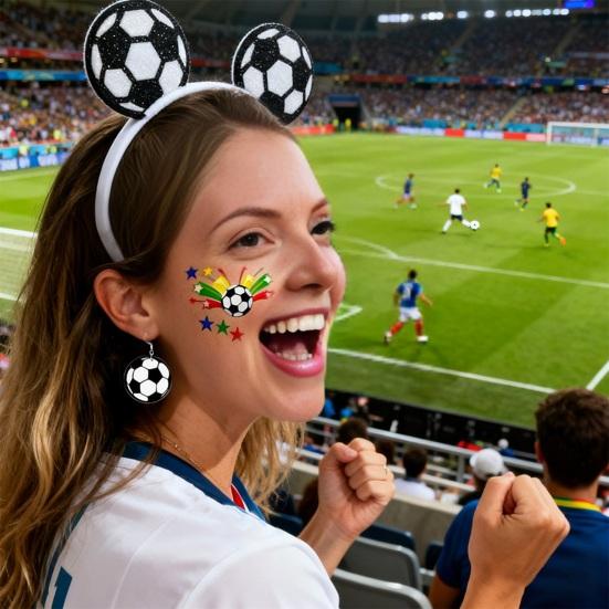 Набор повязки на голову и серег с наклейкой, эластичный дизайн, обруч для волос, набор серег-крючков, реквизит для болельщиков на футбольную тематику, аксессуары для игрового дня