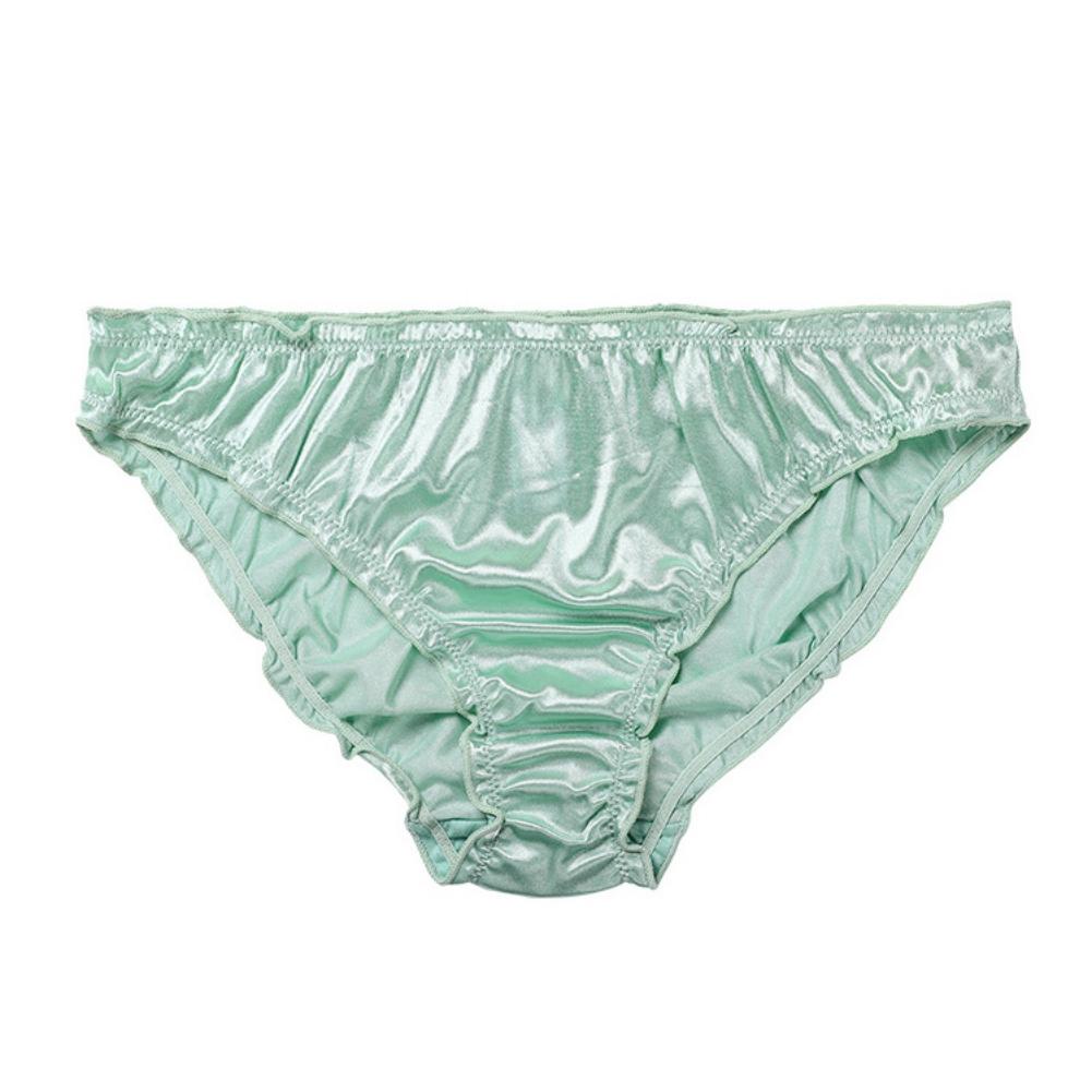 Women's Satin Panties Comfortable Low-Waist Elastic Milk Silk Underpants