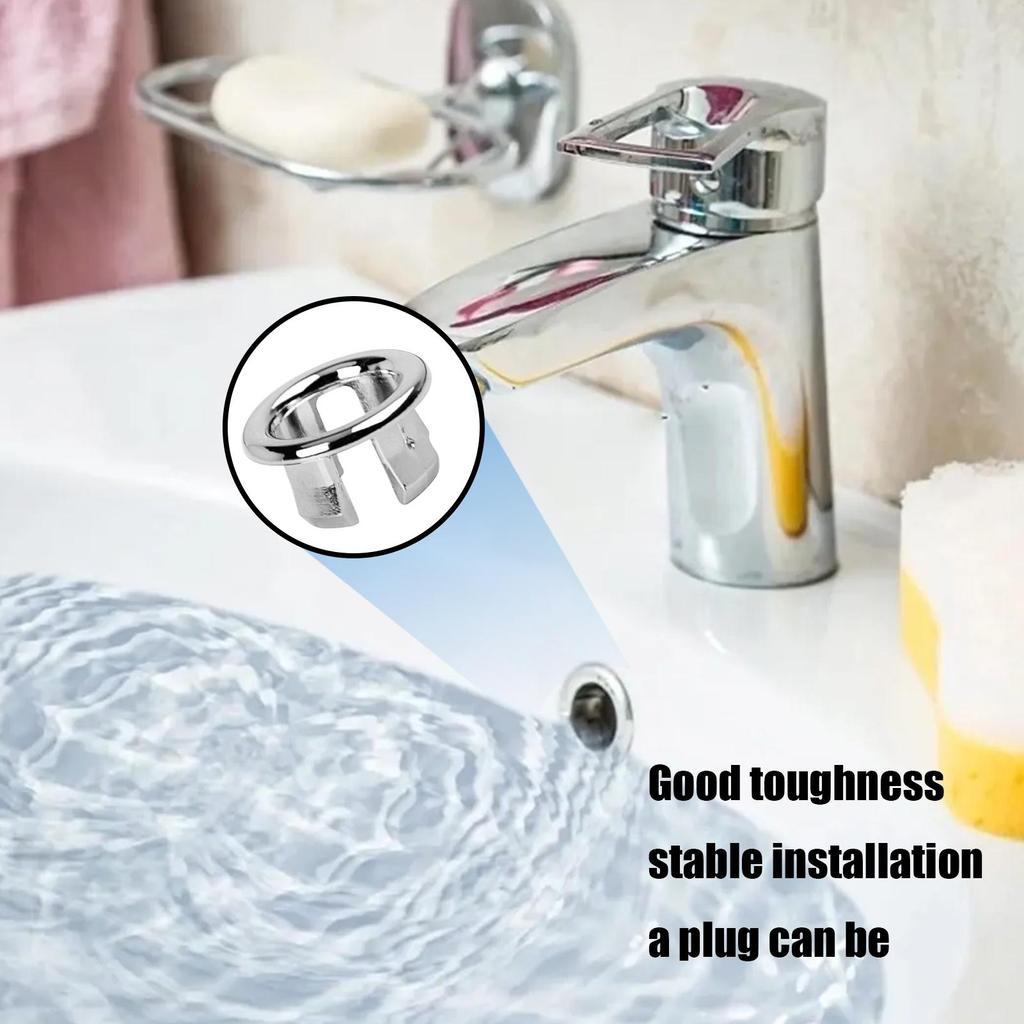 Bathroom Overflow Drain Cover, Round Basin Trim Drain Cap Cover, 22-24mm Sturdy Double Layer Overflow Cover Insert In Hole