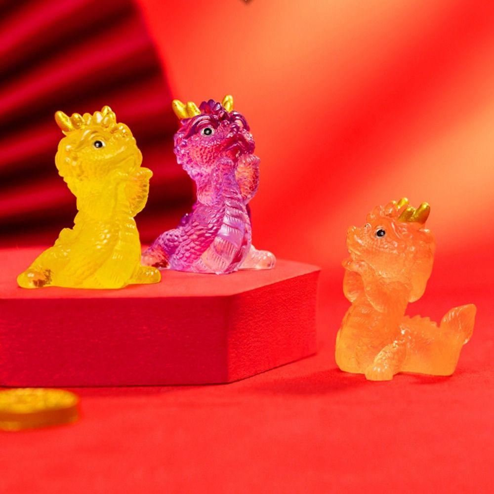 Small Transparent Resin Dragon Ornaments Chinese Zodiac Auspicious Dragons Children