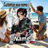Custom Name Personalized Demon Slayer Print Beach Towel, for Trip Camping Beach Party Home Decor, Birthday Gift for Family & Friends