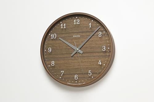 Lemnos Radio-Controlled Analog Clock with Natural Wood Fabric, Brownie Brown PC25-12W BW