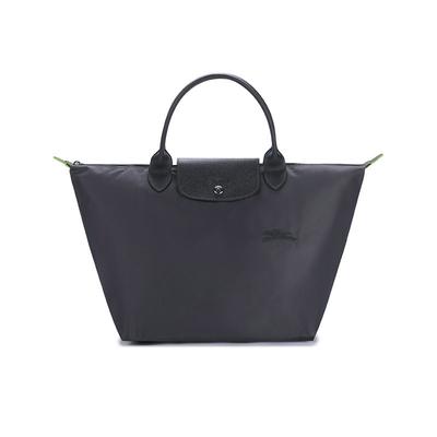 Le Pliage Green 30 Однотонная Сумка-тоут Среднего размера для Женщин С короткими ручками Застежка на кнопку-защелку и молнию Переработанный холст с кожаной отделкой 1623919P66