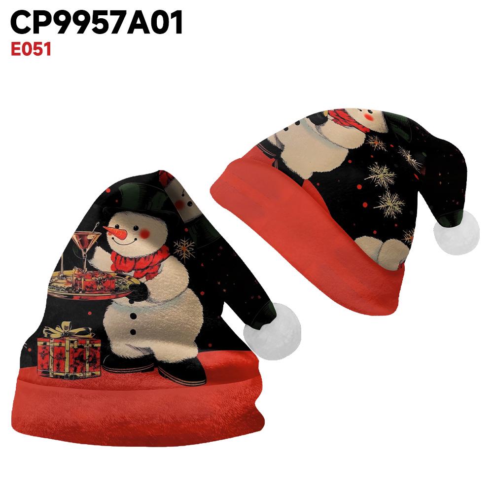 2024 Новая плюшевая бархатная двухсторонняя флисовая рождественская шапка для взрослых и детей - Счастливого Рождества, индивидуальный дизайн