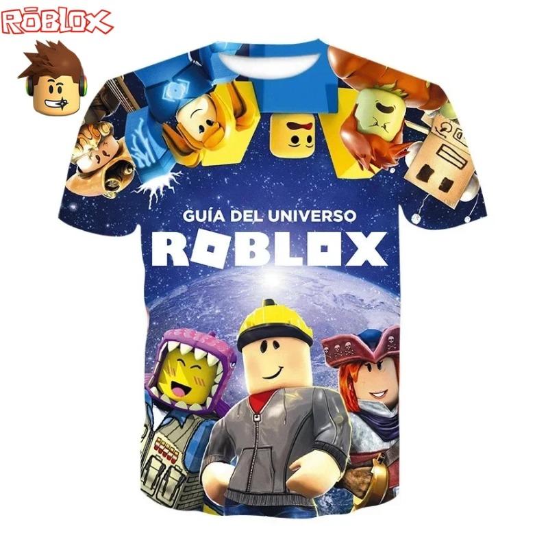 Летняя детская футболка с мультяшным принтом Roblox Игры Одежда для мальчиков Девочек Аниме Топы