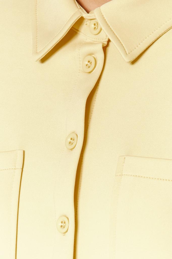 Women's Fashion New Hijab Bottom-Top Set Yellow Pocket Detailed Shirt-Pants Knitted Suit