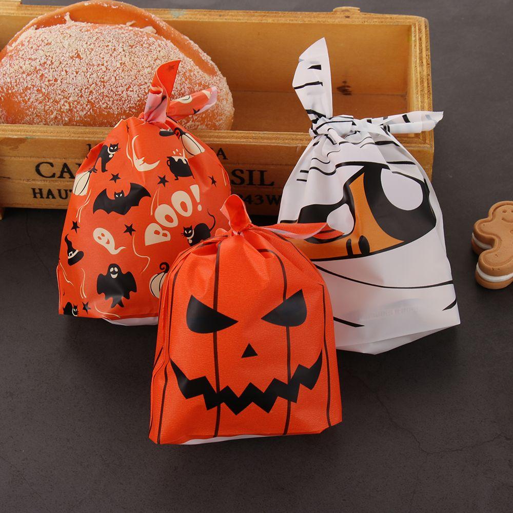50Pcs Bat Pumpkin Rabbit Ear Halloween Decoration Cookie Bag Baking Packaging Halloween Candy Bags