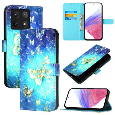 Для Xiaomi 14T Pro Кожаный чехол с печатью узора Кошелек-подставка Мобильная обложка с ремешком