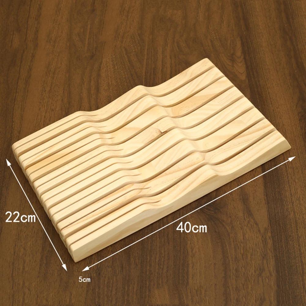 Новый встроенный лоток для ножей, деревянный органайзер для ножей, кухонный ящик, контейнер для столовых приборов, подставка для ножей в западном стиле