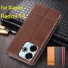 Deluxe Magnetic Adsorption Leather Fitted Case for Xiaomi Redmi 13 Redmi13 4G 5G Flip Cover Protective Case Capa Fundas Coque