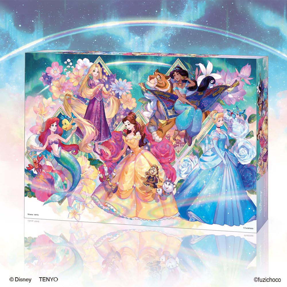 Tenyo (Made In Japan) 1000-Piece Rainbow Holographic Paper Jigsaw Puzzle Disney Princess Prism Fantasy (51x73.5cm) by Fuzichoco (D-1000-900) with