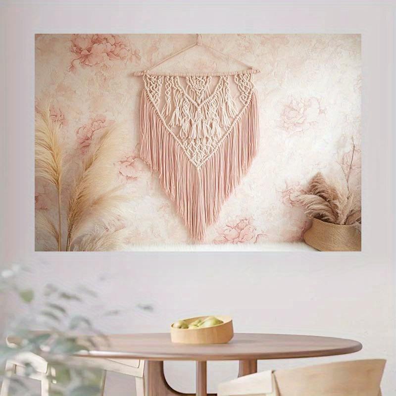2D banner Bohemian rope wall-mounted background fabric with floral patterns and Parmesan grass, for interior decoration