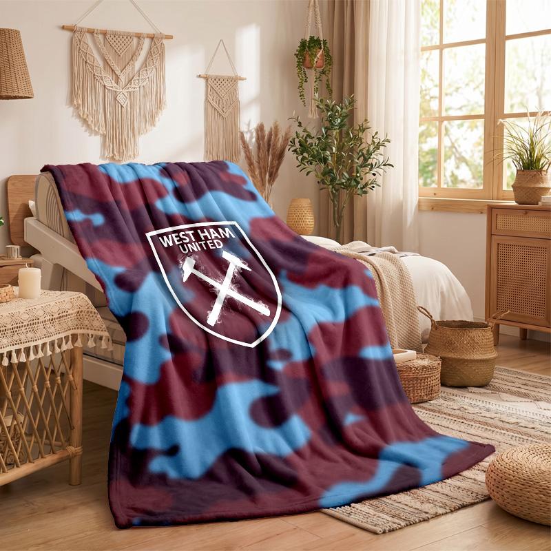 West Ham United Football Print Flannel Blanket Soft Warm Sofa Bed Throw Blanket For Home Office Bedroom