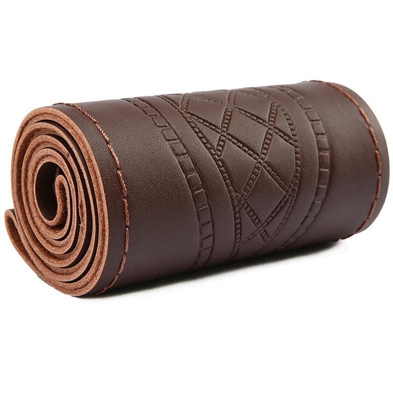 38CM Leather Steering Wheel Cover,DIY Handmade Case With Needles and Thread Car Styling Accessories Volante Esportivo