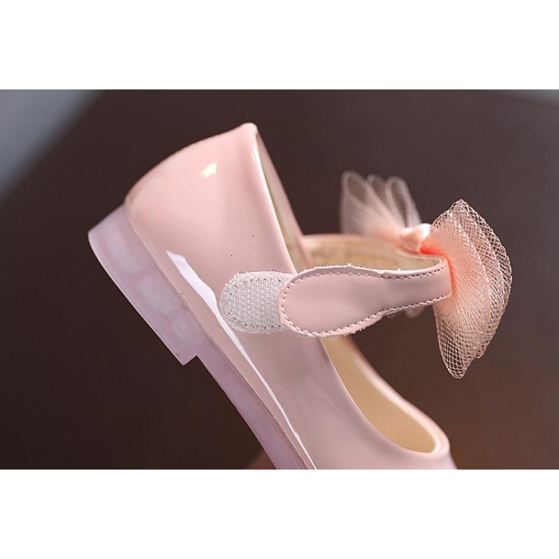 Дети, Лакированная кожа, Туфли принцессы, Туфли для девочек, Большой бант, Плоская обувь, Мягкая подошва, Мягкая поверхность, Одиночные туфли