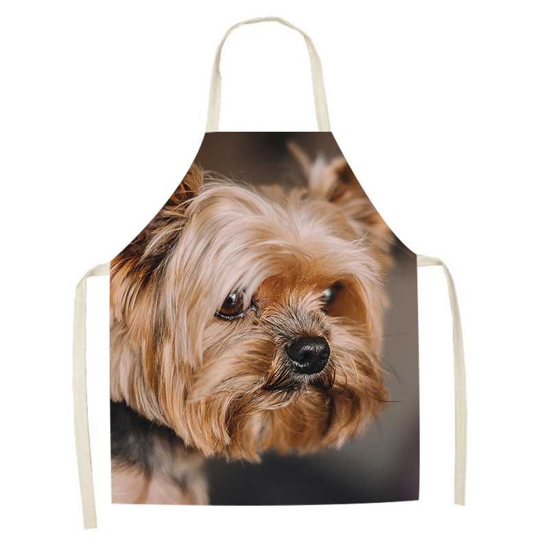 Милый фартук с принтом собаки, кухонный фартук, льняной фартук без рукавов для уборки дома, фартук от пятен, аксессуары для приготовления пищи, выпечки, 47X38 см, 68X55 см