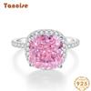 Кольцо из стерлингового серебра 925 пробы с розовым бриллиантом Tancision для женщин, 5 карат, 10X10, полный набор бриллиантов, высокоуглеродистый палец