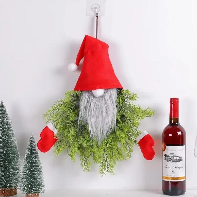 40x55CM Faceless Gnome Wreaths Glowing Christmas Garland Creative Hanging Ornament for Wall Door Window Fireplace Home Hotel Dec