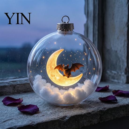 Подвесные украшения на Хэллоуин, Шары-украшения, Прозрачный шар-украшение с черной кошкой, летучей мышью, Праздничная сцена, Подвески на окно, Скелет, Праздничный шар для дома