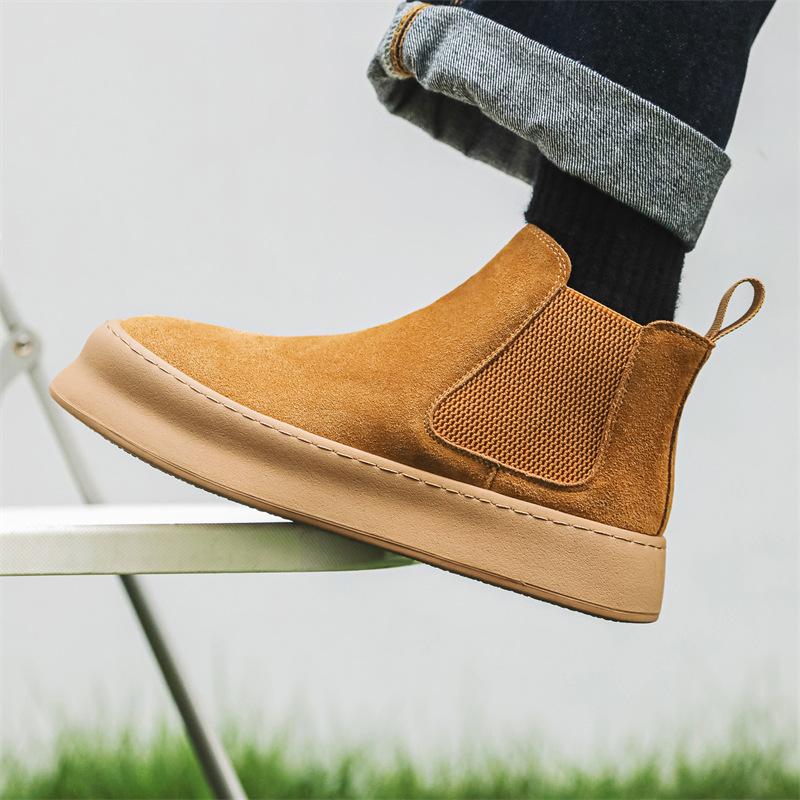 Мужские ботинки мартин осенние ботинки в британском стиле высокие кожаные туфли повседневные короткие ботинки средней высоты ретро ботинки цвета ревеня 1203-J