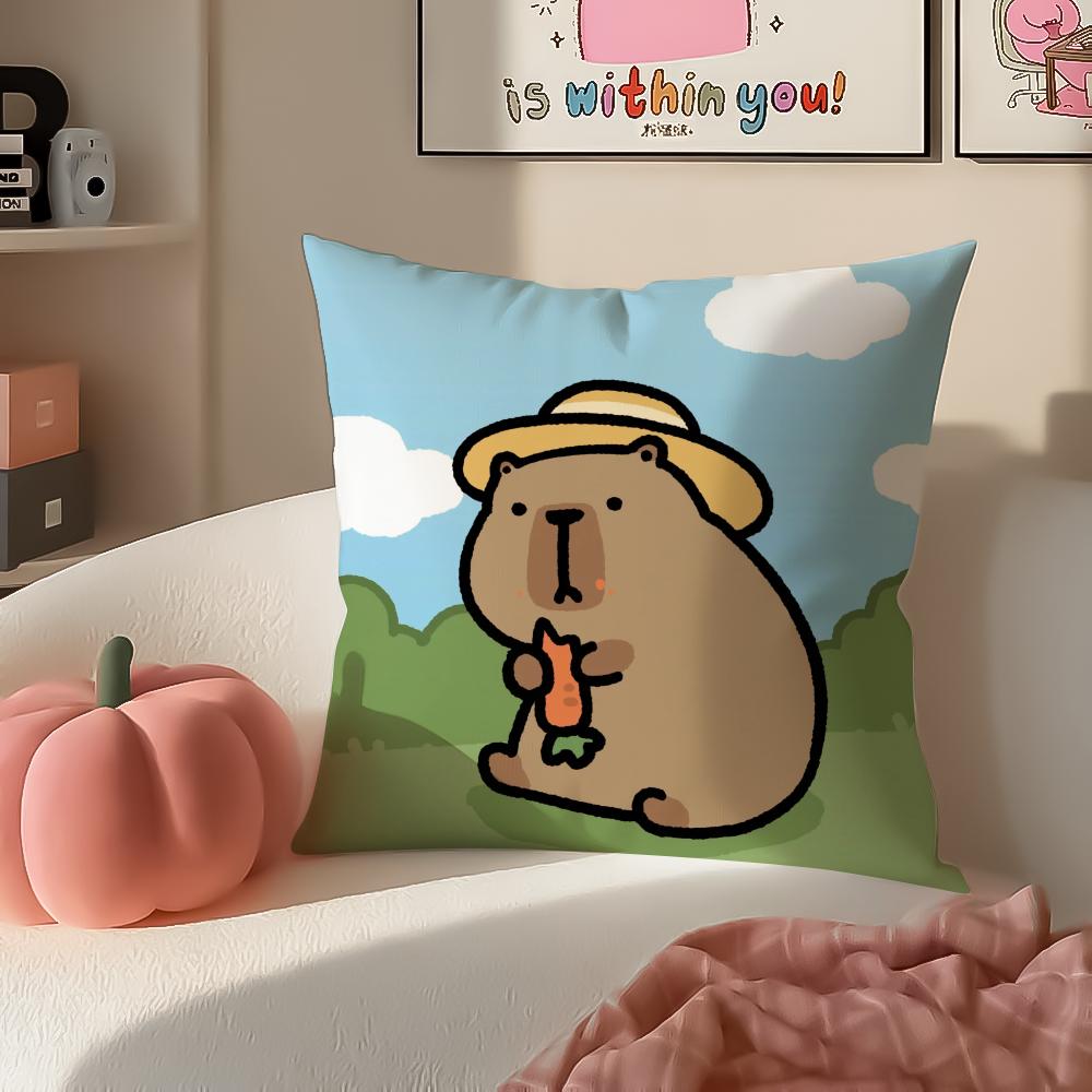 Милый Милый Очаровательный Арт Мультяшный Капибара Наволочка Короткий Плюш Невидимая Молния Комната Диван Наволочка